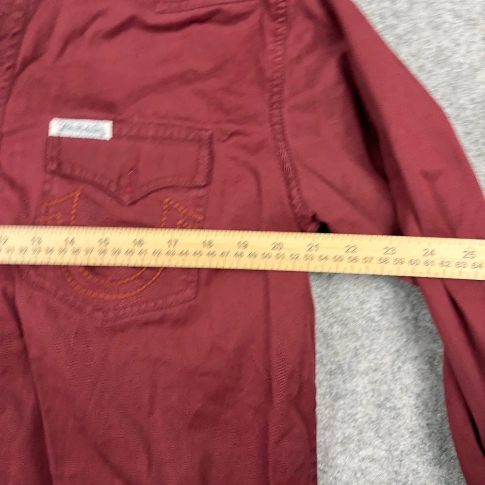 Y2K True Religion Hooded Western Shirt Mens Large Maroon Skater Grunge Surf 00s